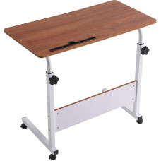 HADECOLL Folding Table Height Adjustable with Wheel Sofa Side Moving On Adjustable Console Computer Desk Brown 80X40X92Cm