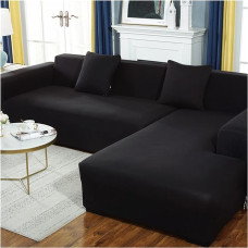 GODENI Elastisches Ecksofa Chaise Covers for Wohnzimmer Lounge Sessel 3-Sitzer-Sets Elastische Couch-Sitz Silipcover Haustiermöbel Sofagarnitur (Color : Noir, Size : 2seats 145-185cm-1pc)