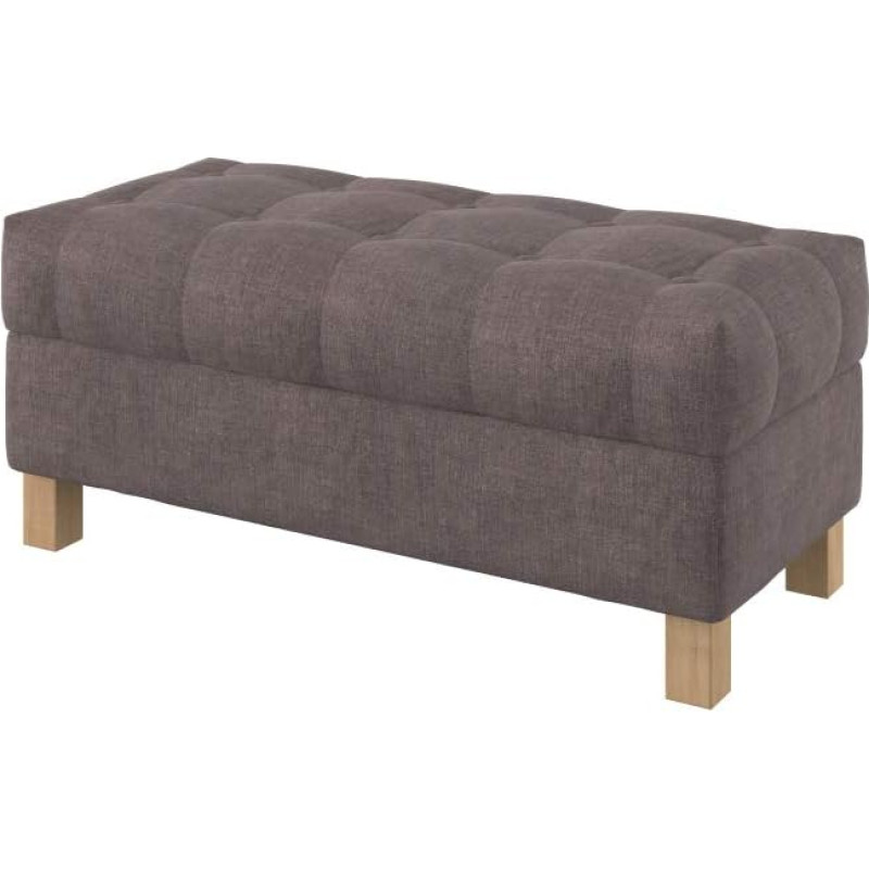 Furninero - Buttoned Padded Bench Stool Ottoman with Storage Space, Square Legs, 100 cm Wide, Softi Chocolate Fabric (Water Resistant), Brown