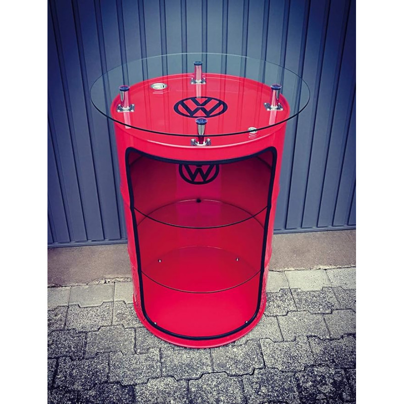BRISA VW Collection GTI Display Cabinet with Bar Table Oil Barrel (208L) - Red