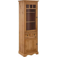 Display Cabinet Standing Display Cabinet Height 190 cm Solid Pine Stained Oiled Natural Country House (Door Hinge Left)