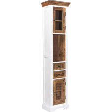 HOMELIV. Bahia Tall Cabinet in White, Mango Wood, Country House Style, with Lots of Storage Space, Hallway, the Highlight in Your Dining Room, 30 x 45 x 190 cm
