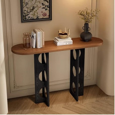 YVYKFZD Konsolentisch aus Massivholz, einzigartiger Beistelltisch, stilvolle hinter Sofatisch Flurtisch, offenes Lagerregal, schmale Eingangstisch Akzenttische(Walnut 1,L 100cm/39.3