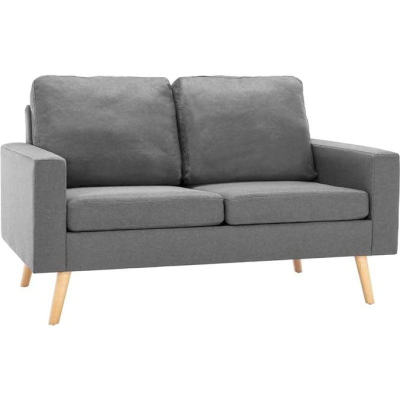 vidaXL Sofa 2-Seater 2-Seater Lounge Sofa Fabric Sofa Upholstered Sofa Seat Furniture Design Sofa Living Room Sofa Light Grey Fabric Wooden Frame