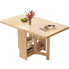 Klappbarer Küchentisch aus massivem Holz, mit Doppelschicht-Aufbewahrung, vielseitiger faltbarer Schreibtisch, 3-in-1-Verlängerungstisch, stabiles Design, trägt 400 kg, ideal für Küche &