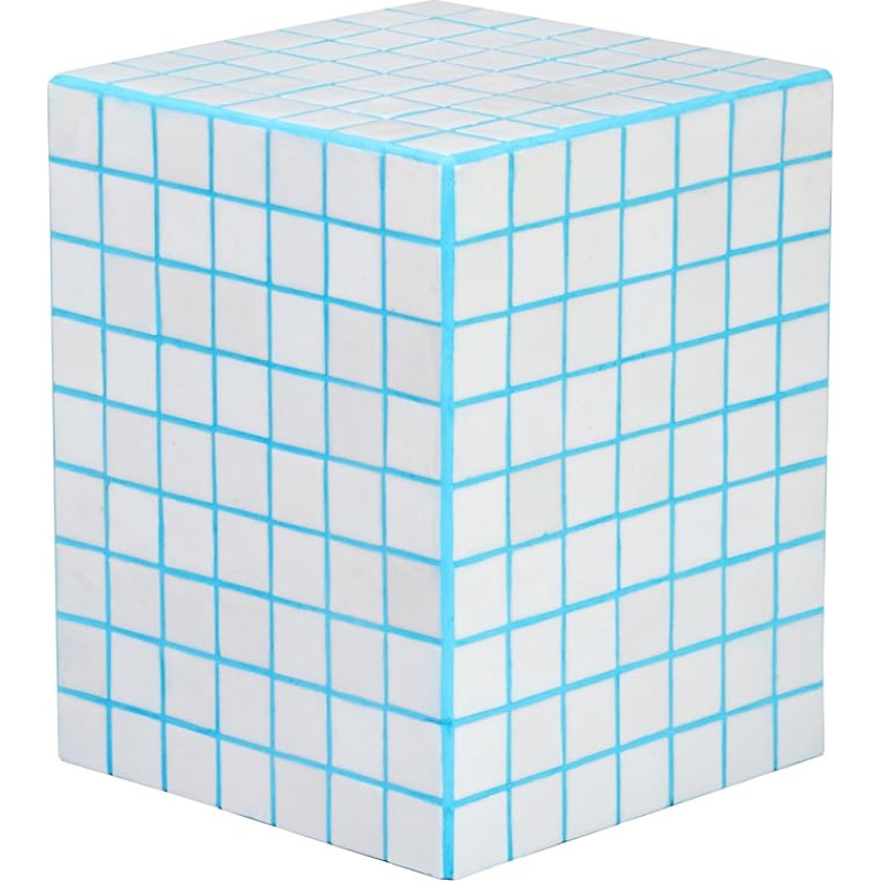JONATHAN Y END2000E Callista Modern Bohemian Style Ceramic Tiled Rectangular Side Table Accent Table for Living Room Bedroom White/Neon Blue, 18 Inch