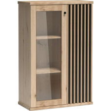 Mali Display Cabinet with Slats, 86.4 x 131.9 x 40.6 cm, Display Cabinet with Glass Doors, Ideal for the Living Room, Modern Glass Showcase, without Metal Feet, without LED Lighting - Artisan