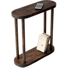 GENESIS WOODESIGN Oval Solid Wood Side Table Narrow Side Table Small Coffee Table (Dark Walnut, Medium)