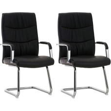CLP Set of 2 Caro Cantilever Chairs with Padding and Faux Leather Cover I Padded Conference Chairs with Armrests Colour: Black