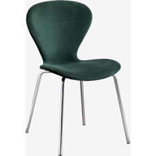 SKLUM Set of 2 Stackable Dining Chairs Velvet Uit Grey Chrome Green Jungle