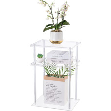 HMYHUM Transparent Acrylic Side Table, 3 Tier Side Table for Living Room Home Decor Accent Table Reinforcement Board, 15.7