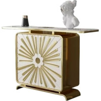 UANFHWZF Konsolentisch, Moderner Konsolentisch aus Kunstmarmor, schmaler Sofatisch for den Eingangsbereich Tisch(Gold)