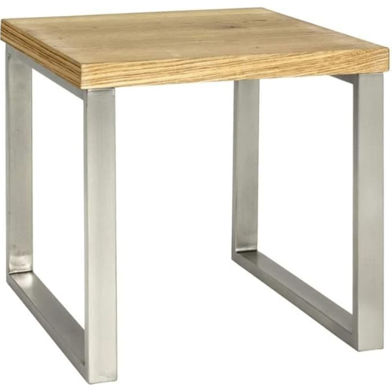 HAKU Furniture End Table, Metal, Oak/Stainless Steel Look, 50 x 45 x 45 cm