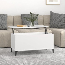 Homgoday Coffee Table, White, 90 x 44.5 x 45 cm, Wood, Living Room Sofa Table with Removable Top and Hidden Compartment, Side Table for Sofa