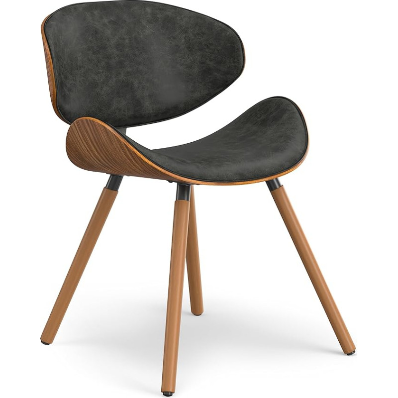 SIMPLIHOME Marana Distressed Slate Grey Vegan Leather Dining Chair, 20.6 x 21.3 x 29.5 inches, Bentwood Backrest with Contoured Seat for Dining Room or Kitchen