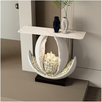 RYUQW3RE Eingangstisch, Moderner Konsolentisch mit Kunstmarmorsockel, schmaler Sofatisch for den Eingangsbereich Konsolentisch(M)