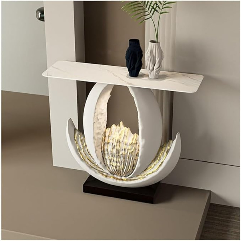 RYUQW3RE Eingangstisch, Moderner Konsolentisch mit Kunstmarmorsockel, schmaler Sofatisch for den Eingangsbereich Konsolentisch(M)