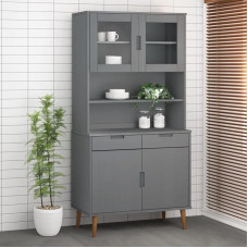 prissent Sideboard for Living Room, 90 x 35 x 100 cm, Buffet, Living Room, Grey, Kitchen Cabinet, Space Saving, Multi-Purpose Cabinet, Bathroom Cabinet