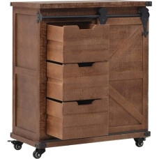 Lechnical Storage Cabinet Solid Fir Wood Sideboard Side Cabinet Kitchen Cabinet Hallway Cabinet Chest of Drawers with Slat Doors 64 x 33.5 x 75 cm Brown
