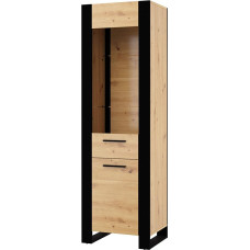 BIM Furniture Nuka E Glass Display Cabinet 188 cm Shelves Cabinet Furniture Side Display Cabinet Bookcase Black Artisan Oak