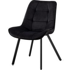 Trisens Velvet Chairs, Fabric Chairs, Upholstered Chairs, Dining Room Chairs, Kitchen Chairs Made of Velvet Metal Legs, Colour: Black, Quantity: 1 Piece