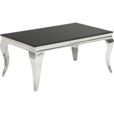 invicta INTERIOR Modern Baroque Coffee Table, Silver, 100 x 60 cm, Polished Stainless Steel Legs with Opal Glass, Living Room Table, Baroque Style