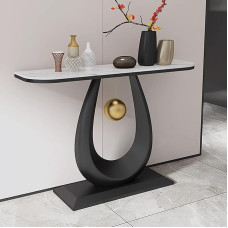 Farmhouse Console Table with Storage Modern Entrance Table, Accent Sofa Table for Living Room, Hallway and Foyer (Black, 120cm)