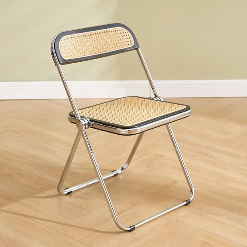 chairus Folding Chairs Rattan Kitchen Chair with Backrest, Dining Room Chairs Foldable for Dining Room, Padded Folding Chair Metal for Living Room Restaurant