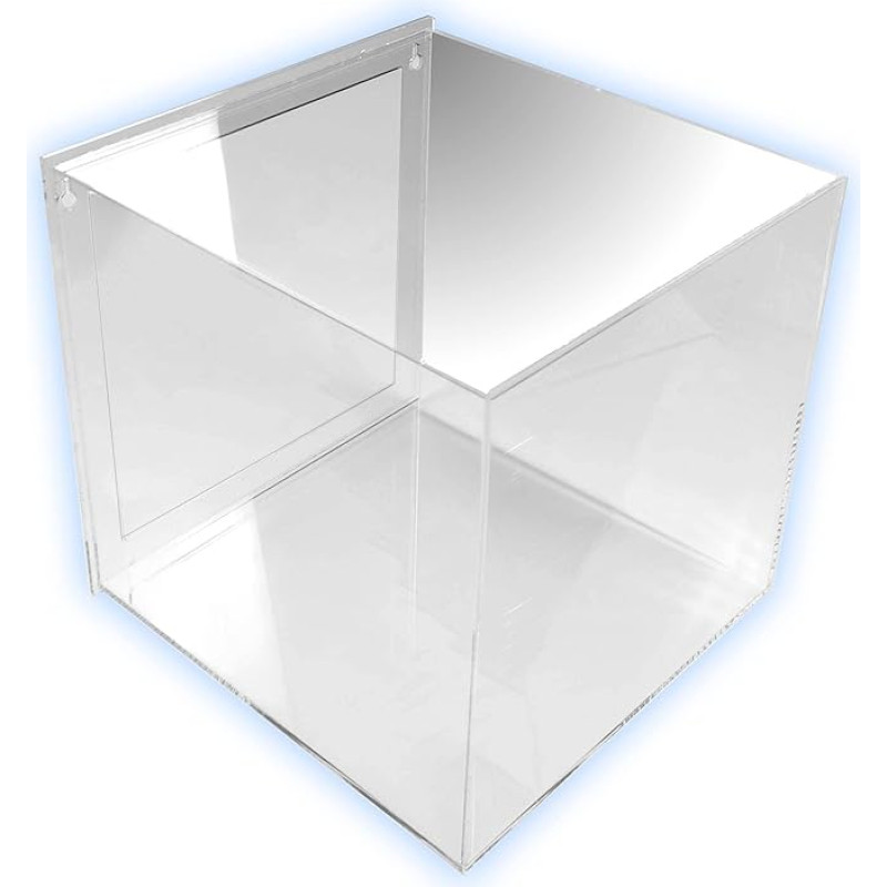 Display case made of transparent acrylic glass for hanging. 30 x 30 x 30 cm. Removable.