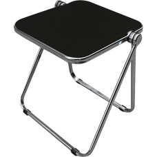 Compact Glass Side Table, Folding Accent Table, Bedside Table for Living Room, Bedroom and Kids Room, Versatile Side Table for Laundry (Color : Black)