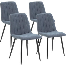 HOMN LIVING Set of 4 Upholstered Dining Chairs Blue SGS Certified 45cm (Width) x 56cm (Depth) x 84cm (Height)