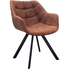 invicta INTERIOR Designer Chair The Dutch Courturier Antique Cognac with Quilting Metal Dining Room Armchair Upholstered Office Chair with Armrest