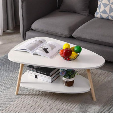 Willonin Scandinavian Oval Modern Coffee Table with Shelf Wooden Side Table Coffee Tables for Coffee Bedroom Office Cafe No Screws Required for Assembly