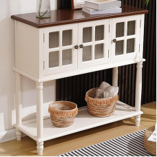 Sofa Table with Large Storage Space, Wide Desk and Open Storage - Entrance Console Table for Living Room, Foyer, Hallway