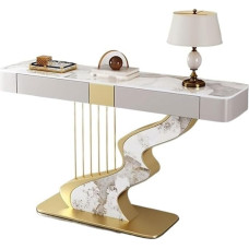 loeusjfnr Foyer-Sofatisch Schmal Kreativer Foyer-Eingangsschrank, Wohnzimmer-Korridor, Halbrunder Endansichtstisch, Kunstschiefer-Eingangstisch Langer Sofatisch mit Regalen