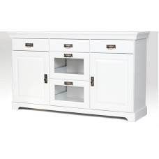 clever-moebel Sideboard, Pine Wood Chest of Drawers in Country House Style, Kitchen Cabinet, Sideboard (White)
