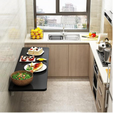 Klapptisch zur Wandmontage, platzsparend, für kleine Räume, ideal für Zuhause, Büro, Waschküche, Arbeitszimmer, Schlafzimmer, zusammenklappbarer Tisch für Kleidung (schwarz)