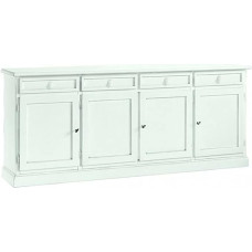 Mar.c.a. Design Arte Povera Living Room Sideboard Solid Wood 4 Drawers 4 Matt White Doors - Mis. 205 x 42 x 86 cm