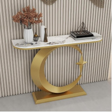 ZIGTUEI Narrow Console Table, Narrow Decorative Table, Side Table for Living Room, Balcony Storage Table, Simple Living Room Sofa Table, for Living Room, Hallyway, Entrance (Gold C, 100 cm / 39.4