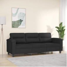 Qnhdfrt 3-Sitzer Sofa Couch Schwarz Mikrofasergewebe 180 cm Modernes Design Bequem Robust für Wohnzimmer Entspannung