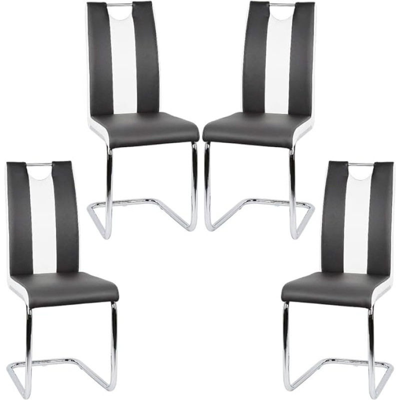 Dining Chairs, Set of 4 Kitchen Chairs with PU Seat and Backrest, Metal Feet, Modern Chair for Dining Room, Living Room, Kitchen, Office