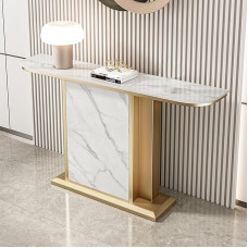 FREUPGU Narrow Console Table, Entrance Area Decorative Table, Modern Side Table, Sturdy Metal Frame, Simple Living Room Sofa Table, for Entrance, Hallway, Front Room, Living Room (Gold D, 100 cm /