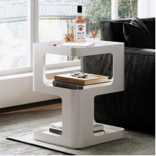 ZHBHYZ Modern Side Table White Side Table Unique Bedside Table Metal 3 Tier Bedside Table with Storage for Couch Bedroom Living Room No Assembly Required
