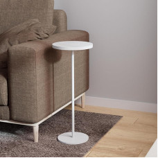 DREAMODERN Small Side Table Metal Round Drinks Table Desk Diameter 10 Inch for Living Room Bedroom Small Spaces Sofa Couch Chair White