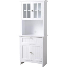 American Furniture Classics OS Home and Office Buffet and Hutch with Framed Glass Doors and Drawer, Large, White