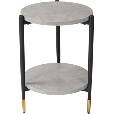 HIPIHOM Round Side Table 15.3 Inch Side Table with 2 MDF Shelves for Living Room Bedroom Bedside Table with Steel Frame for Small Spaces