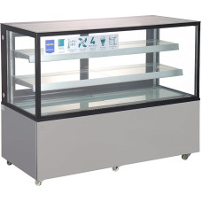 METRO Professional GCV1470 Deli Cooling Display Cabinet, Stainless Steel/Tempered Glass, 151.5 x 67.5 x 121 cm, 510 L, Ventilated Cooling, 490 W, Sliding Doors, on Wheels, Silver, Climate Class 4