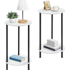 SEHERTIWY Round Side Table for Living Room, White Side Tables Living Room Set of 2, Accent Table for Small Spaces, Round Bedside Table for Bedroom