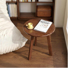 Vadisun Small Round 100% Solid Oak Mid Century Modern Coffee Table for Small Spaces, Living Room Side Table with Sturdy Frame for Bedroom, Couch,