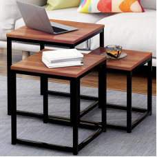 YNITJH Coffee Table Side Table 3-Piece Set Sofa Table Coffee Table Table Set Bed Table with Metal Frame, Sofa Table Set, for Bedroom and Living Room